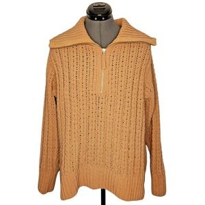 Aerie‎ Cable Knit Quarter Zip Sweater Size S